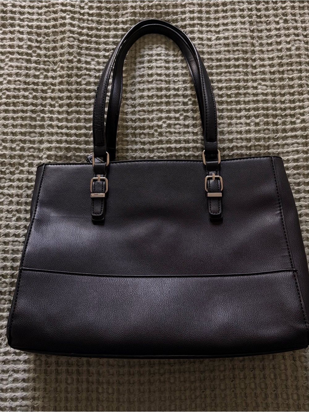 Black faux leather tote bag | purse handbag